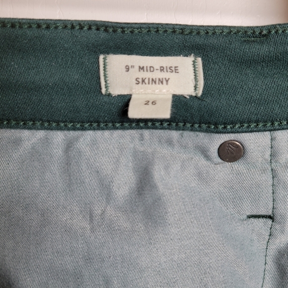 Madewell 9" Mid-Rise Skinny Jeans Green Size 26 - Picture 5 of 11